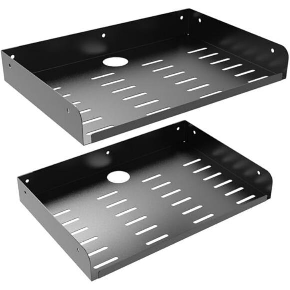 Set of 2 Metal Wall Mounted Floating Shelves 12 x 8 Inch Storage Display Rack - Picture 6 of 6